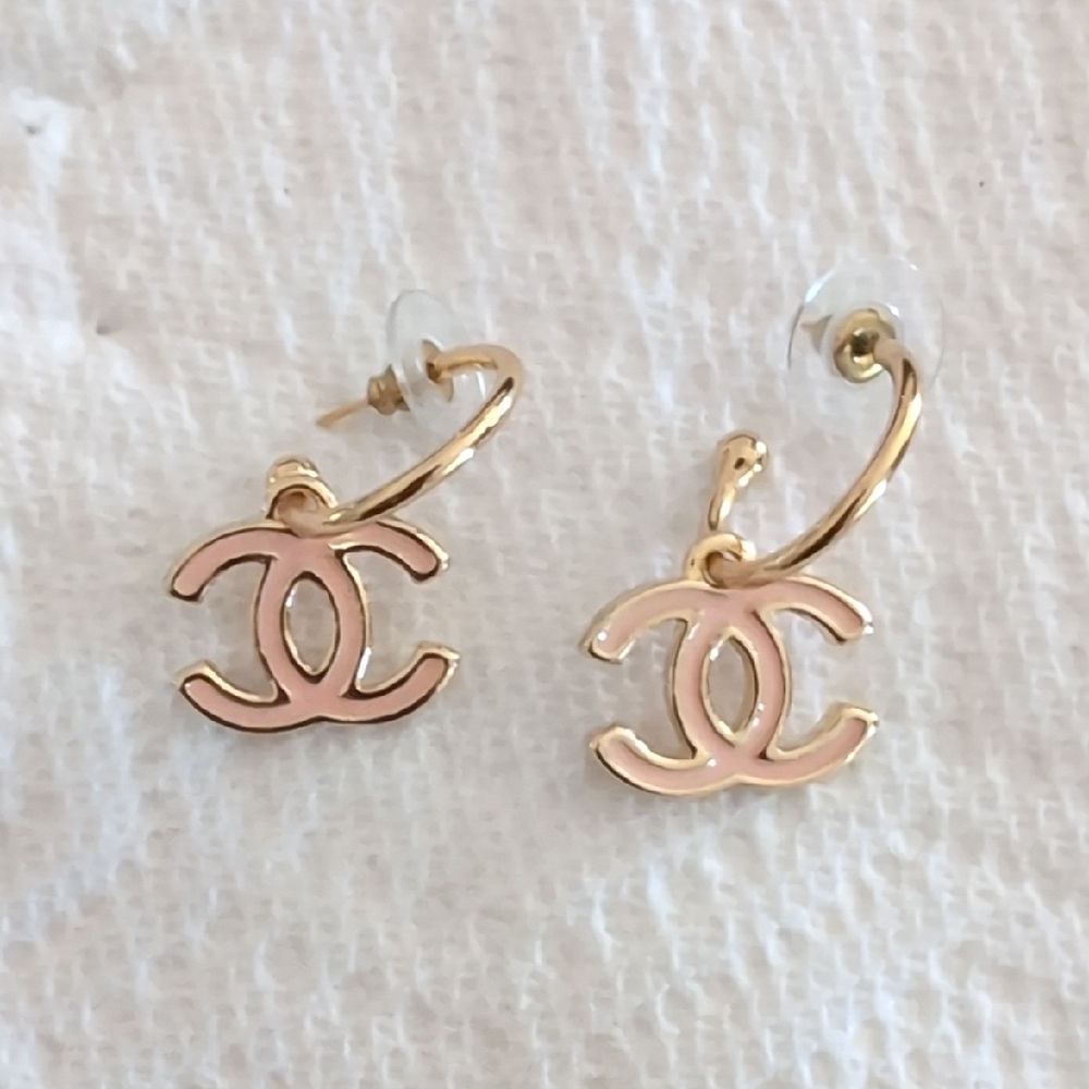 CHANEL Gold and Pink Iconic Earrings